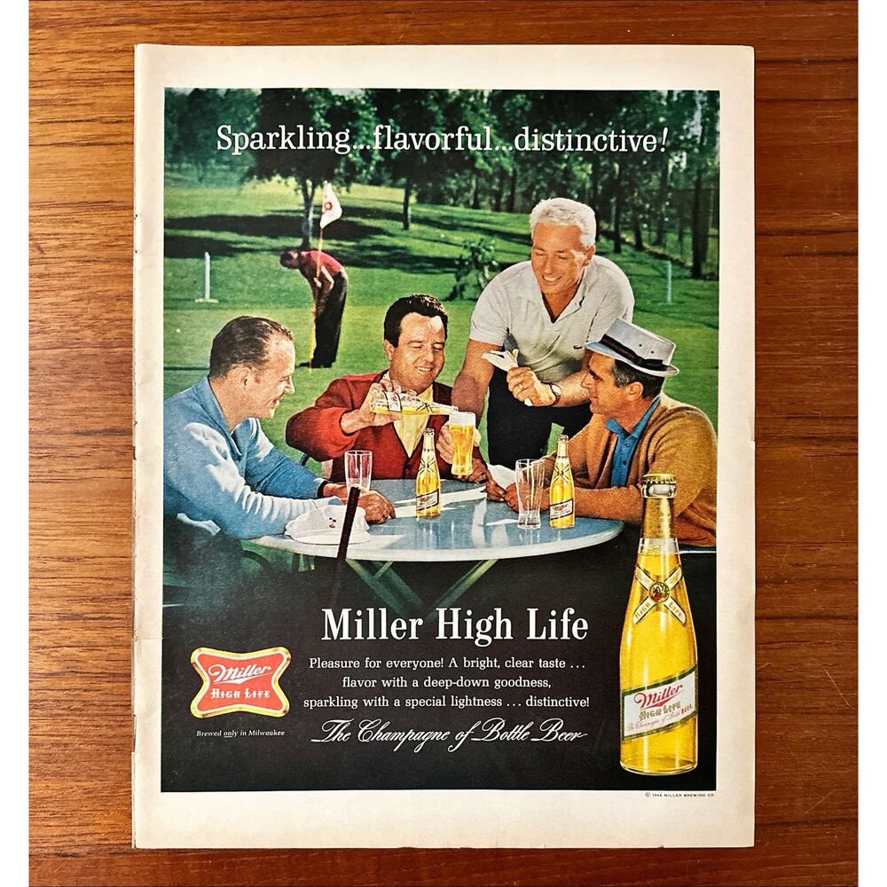 1964 Miller High Life Golf Golfers On Green Vintage Magazine Print Ad
